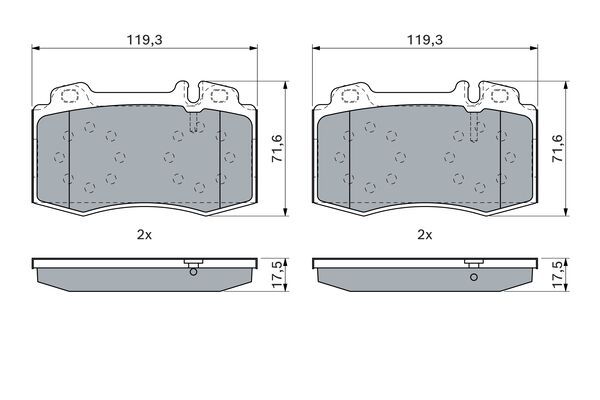 BOSCH 0986494576 Brake Pad Set For Disc Front 17.5mm Thickness For Mercedes-Benz