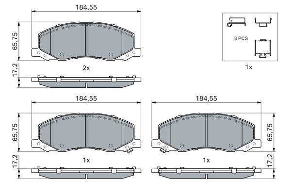 BOSCH 0986494298 Brake Pad Set For Disc Brake Front Fits Opel Saab Vauxhall