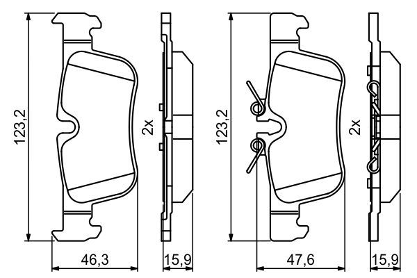 BOSCH 0986494812 Brake Pad Set For Disc Brake Rear 15.9mm Thickness For BMW Mini