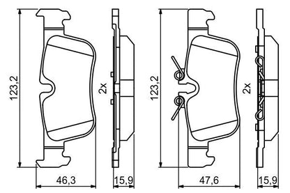 BOSCH 0986494812 Brake Pad Set For Disc Brake Rear 15.9mm Thickness For BMW Mini