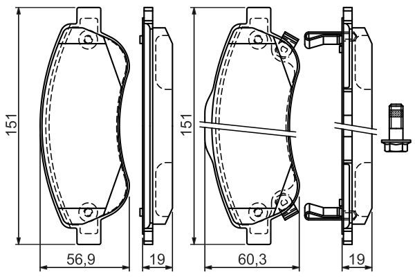 BOSCH 0986494379 Brake Pad Set For Disc Front 19mm Thickness Fits Honda CR-V