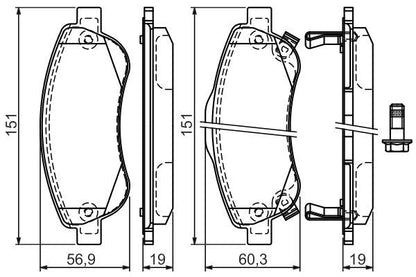 BOSCH 0986494379 Brake Pad Set For Disc Front 19mm Thickness Fits Honda CR-V