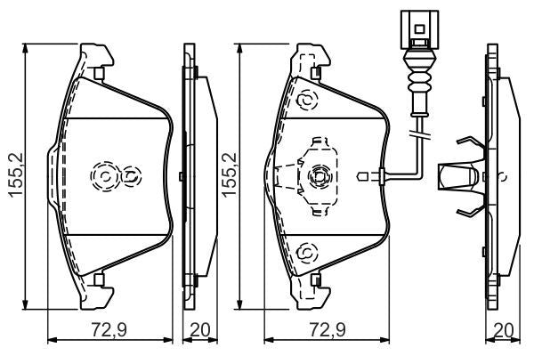 BOSCH 0986494550 Brake Pad Set For Disc Front 20.3mm Thickness Fits Audi Seat VW