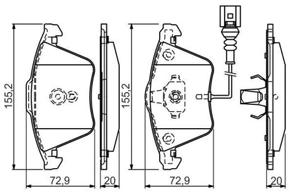 BOSCH 0986494550 Brake Pad Set For Disc Front 20.3mm Thickness Fits Audi Seat VW