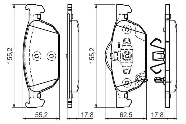 BOSCH 0986494383 Brake Pad Set For Disc Front 17.8mm Thickness Fits Honda Accord