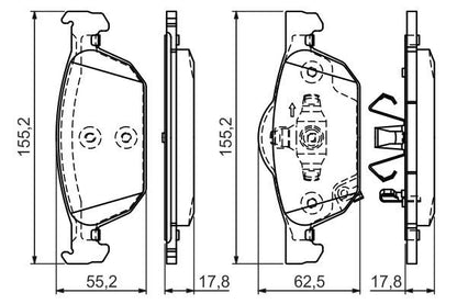 BOSCH 0986494383 Brake Pad Set For Disc Front 17.8mm Thickness Fits Honda Accord