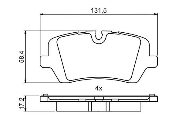 BOSCH 0986494810 Brake Pad Set For Disc Rear 17.3mm Thickness Fits Land Rover