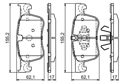 BOSCH 0986494695 Brake Pad Set For Disc Brake Front Fits Opel Peugeot Vauxhall