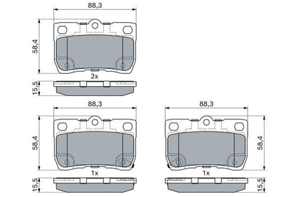 BOSCH 0986494891 Brake Pad Set For Disc Rear 15.5mm Thickness Fits Lexus GS IS C