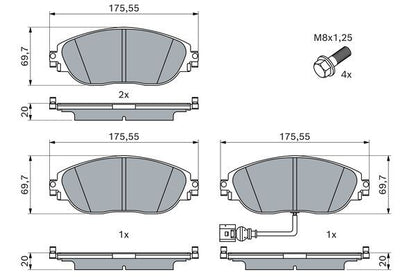 BOSCH 0986494704 Brake Pad Set For Disc Front 19.8mm Thickness For Seat Skoda VW