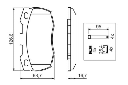 BOSCH 0986494291 Brake Pad Set For Disc Brake Front Fits Land Rover Defender