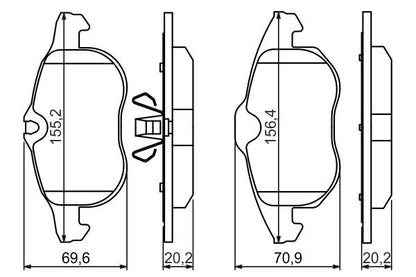 BOSCH 0986494044 Brake Pad Set For Disc Brake Front Fits Fiat Opel Saab Vauxhall