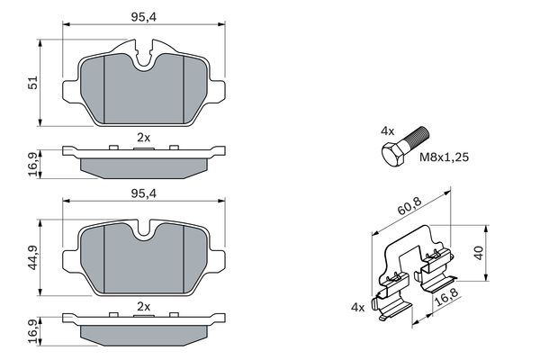 BOSCH 0986494269 Brake Pad Set For Disc Brake Rear Fits BMW 1 Series 3 Series