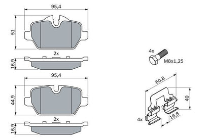 BOSCH 0986494269 Brake Pad Set For Disc Brake Rear Fits BMW 1 Series 3 Series