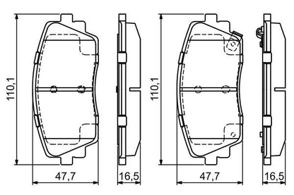 BOSCH 0986494688 Brake Pad Set For Disc Front 16.6mm Thickness Fits Kia Picanto