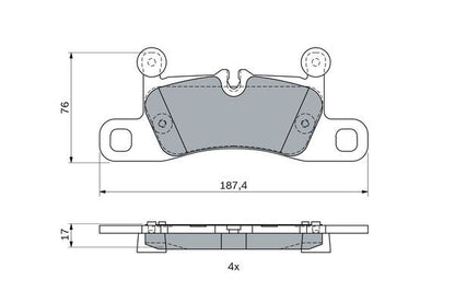 BOSCH 0986495371 Brake Pads Rear 17mm Thickness Fits Porsche Cayenne VW Touareg
