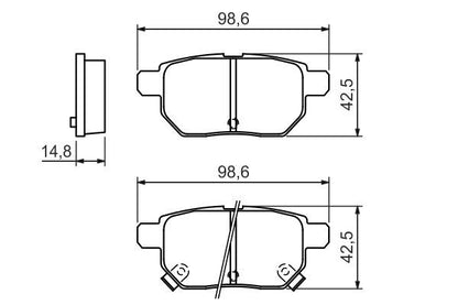 BOSCH 0986494328 Brake Pad Set For Disc Rear 14.8mm Thickness Fits Lexus Toyota