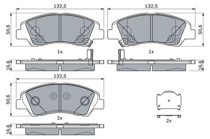 BOSCH 0986494760 Brake Pad Set For Disc Front 16.6mm Thickness Fits Hyundai i10