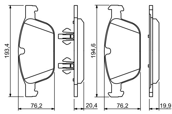 BOSCH 0986494305 Brake Pad Set For Disc Brake Front 76.2mm Height For Volvo XC60