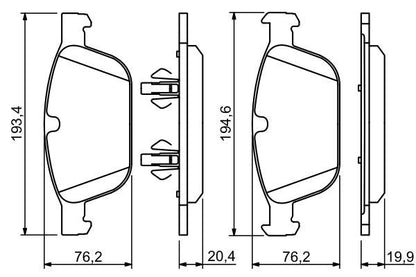 BOSCH 0986494305 Brake Pad Set For Disc Brake Front 76.2mm Height For Volvo XC60