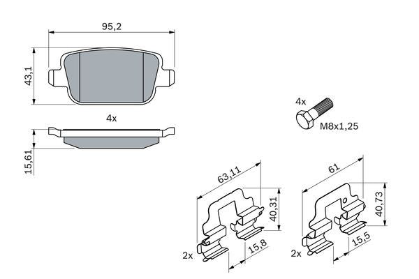 BOSCH 0986494214 Brake Pad Set For Disc Brake Rear Fits Ford Land Rover