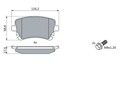 BOSCH 0986494303 Brake Pad Set For Disc Brake Rear 17.5mm Thickness Fits Audi VW