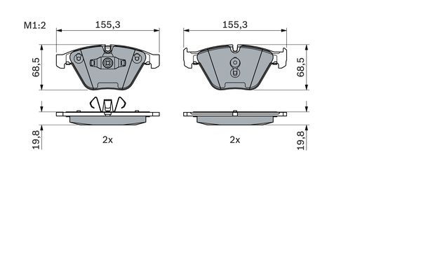 BOSCH 0986494354 Brake Pad Set For Disc Brake Front Fits BMW 3 Series X1