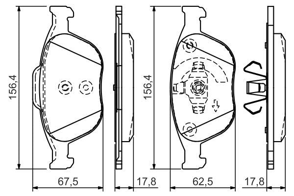 BOSCH 0986495066 Brake Pad Set For Disc Brake Front Low-Metallic Fits Ford