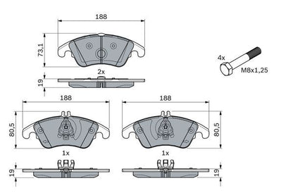 BOSCH 0986494263 Brake Pad Set For Disc Front 19mm Thickness Fits Mercedes-Benz