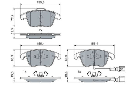 BOSCH 0986494372 Brake Pad Set For Disc Front 19.5mm Thickness Fits Audi Seat VW