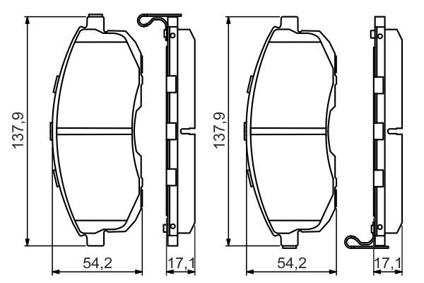 BOSCH 0986494572 Brake Pad Set For Disc Brake Front 17.1mm Thickness Fits Nissan