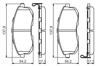 BOSCH 0986494572 Brake Pad Set For Disc Brake Front 17.1mm Thickness Fits Nissan