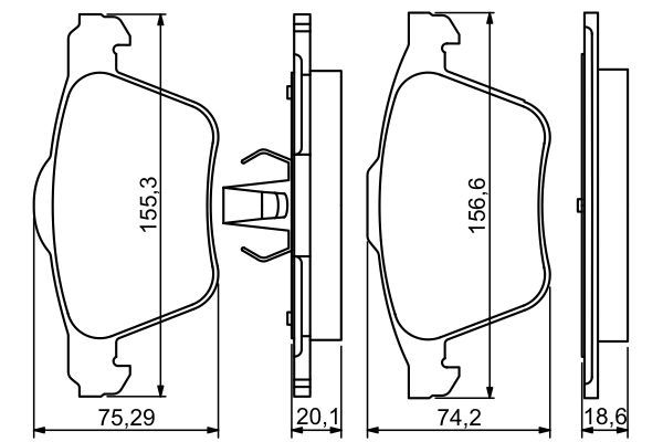 BOSCH 0986494245 Brake Pad Set For Disc Front 18.6mm Thickness Fits Ford Volvo