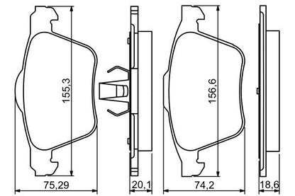 BOSCH 0986494245 Brake Pad Set For Disc Front 18.6mm Thickness Fits Ford Volvo