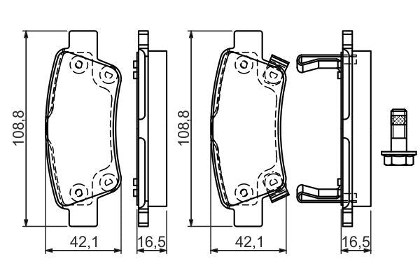 BOSCH 0986494329 Brake Pad Set For Disc Rear 16.5mm Thickness Fits Honda CR-V