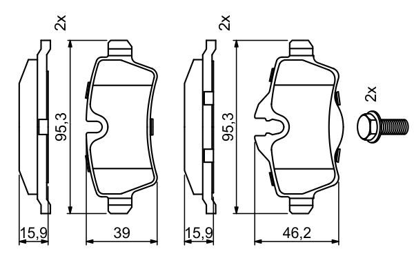 BOSCH 0986494242 Brake Pad Set For Disc Brake Rear 15.9mm Thickness Fits Mini
