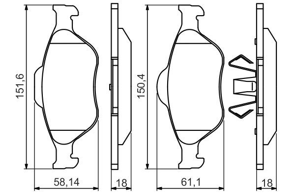 BOSCH 0986495220 Brake Pad Set For Disc Front 18mm Thickness Fits Ford Mazda