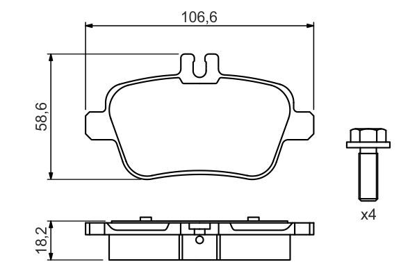 BOSCH 0986494664 Brake Pad Set For Disc Brake Rear Fits Infiniti Mercedes-Benz