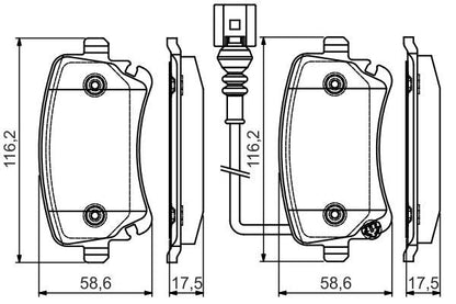 BOSCH 0986495094 Brake Pad Set For Disc Brake Rear 16mm Thickness Fits VW