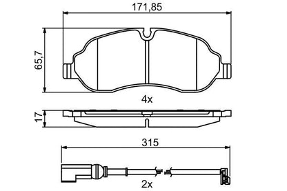 BOSCH 0986494845 Brake Pad Set For Disc Brake Front 17mm Thickness Fits Ford