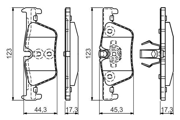 BOSCH 0986494554 Brake Pad Set For Disc Brake Rear 17.3mm Thickness Fits BMW