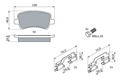 BOSCH 0986494213 Brake Pad Set For Disc Brake Rear Fits Ford Land Rover Volvo