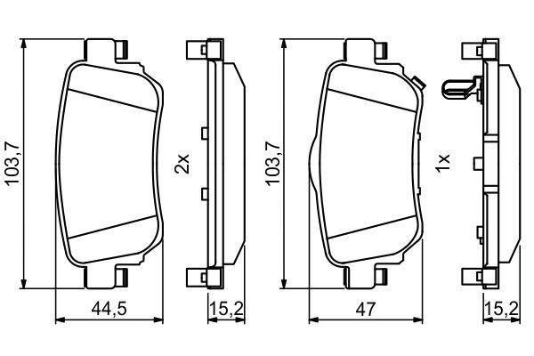 BOSCH 0986494816 Brake Pad Set For Disc Rear 15.2mm Thickness For Nissan Renault