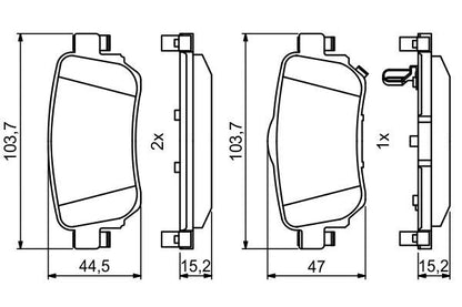 BOSCH 0986494816 Brake Pad Set For Disc Rear 15.2mm Thickness For Nissan Renault