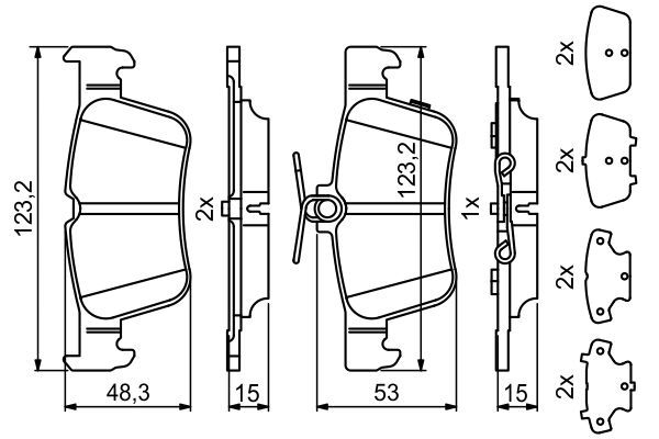 BOSCH 0986494839 Brake Pad Set For Disc Brake Rear 15mm Thickness Fits Ford