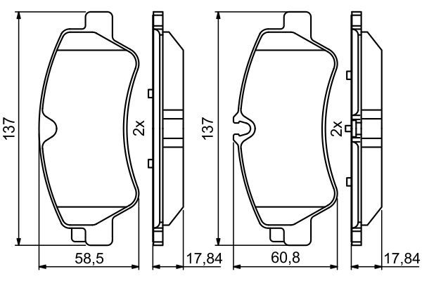 BOSCH 0986494796 Brake Pad Set For Disc Brake Rear 17.84mm Thickness Fits Ford