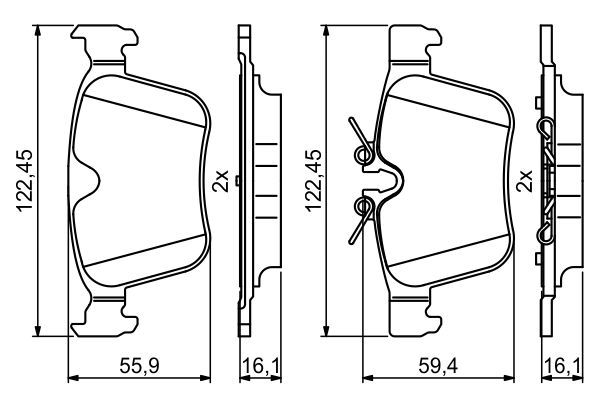 BOSCH 0986494819 Brake Pad Set For Disc Brake Rear Fits Jaguar Land Rover Volvo