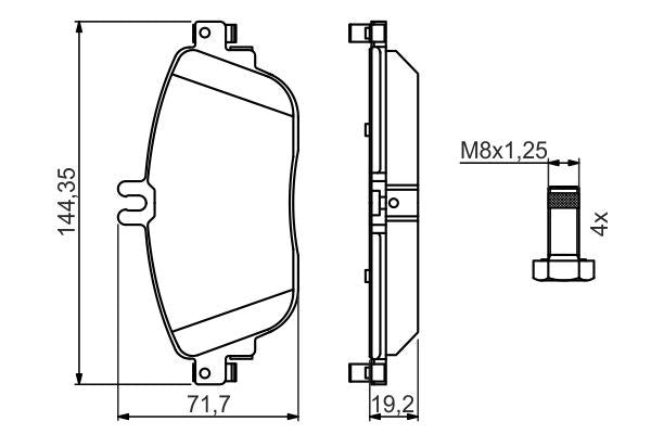 BOSCH 0986494662 Brake Pad Set For Disc Front 19.2mm Thickness For Mercedes-Benz
