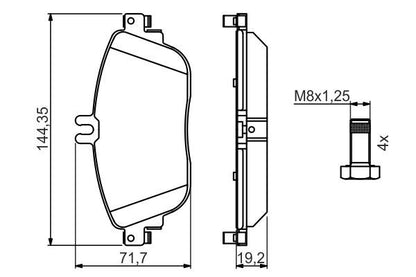 BOSCH 0986494662 Brake Pad Set For Disc Front 19.2mm Thickness For Mercedes-Benz
