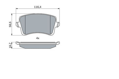 BOSCH 0986494254 Brake Pad Set For Disc Brake Rear Fits Audi A4 A4 Allroad A5 Q5